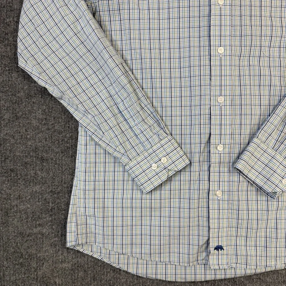 Onward Reserve Shirt Mens Extra Large Blue Green Plaid Tailored Fit Non Iron